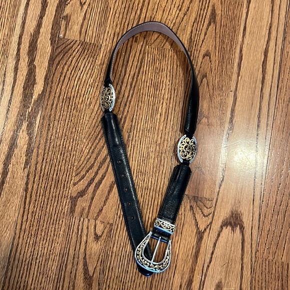 Brighton Black Leather Belt with Silver / Gold Hardware and Rhinestones Size 32 - Picture 1 of 6